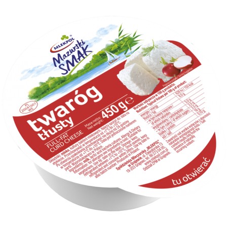 Mlekpol MAZURSKI Körniger Frischkäse Full Fat, 450G