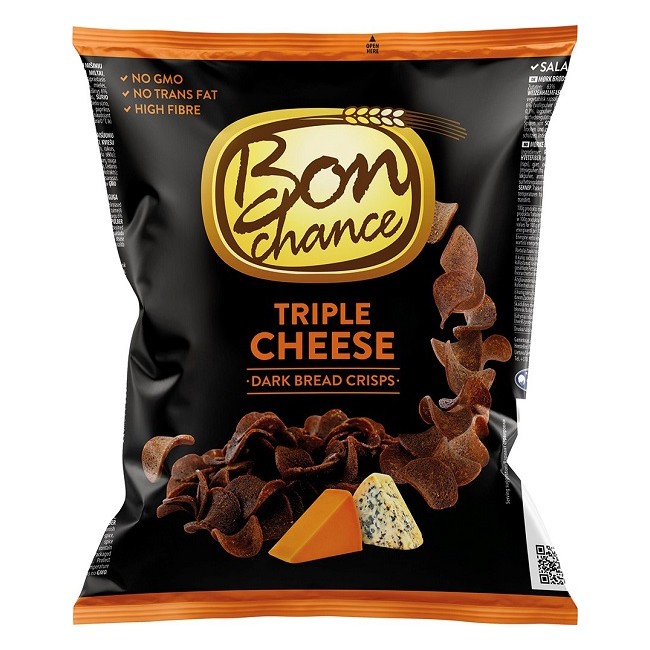 BON CHANCE DUNKLE BROT-CRISPS MIT TRIPLE TRIPLE KÄSE