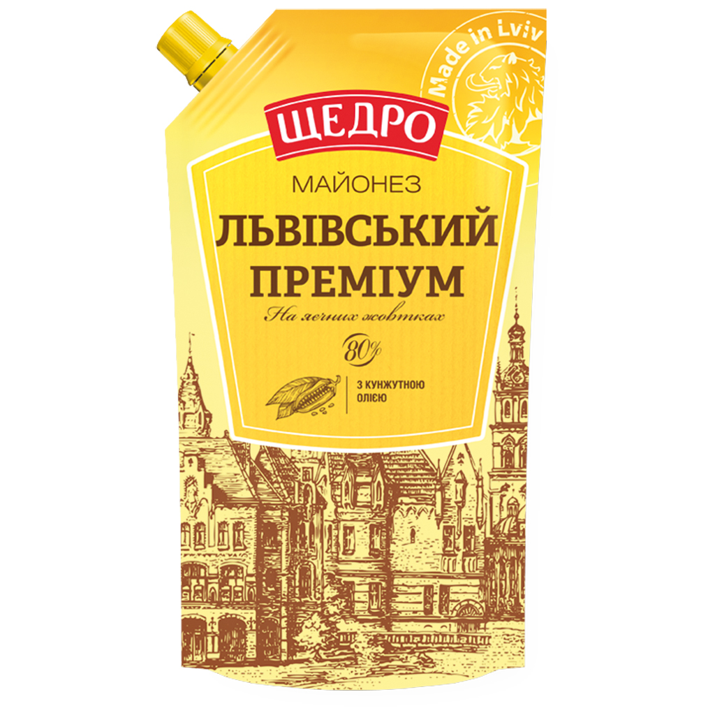 Майонез салатный "Львовский Премиум" 80% жирности 318 мл