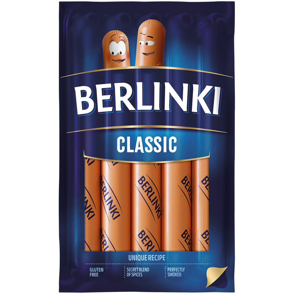 Сосиски BERLINKI свинячі/курячі, 250г