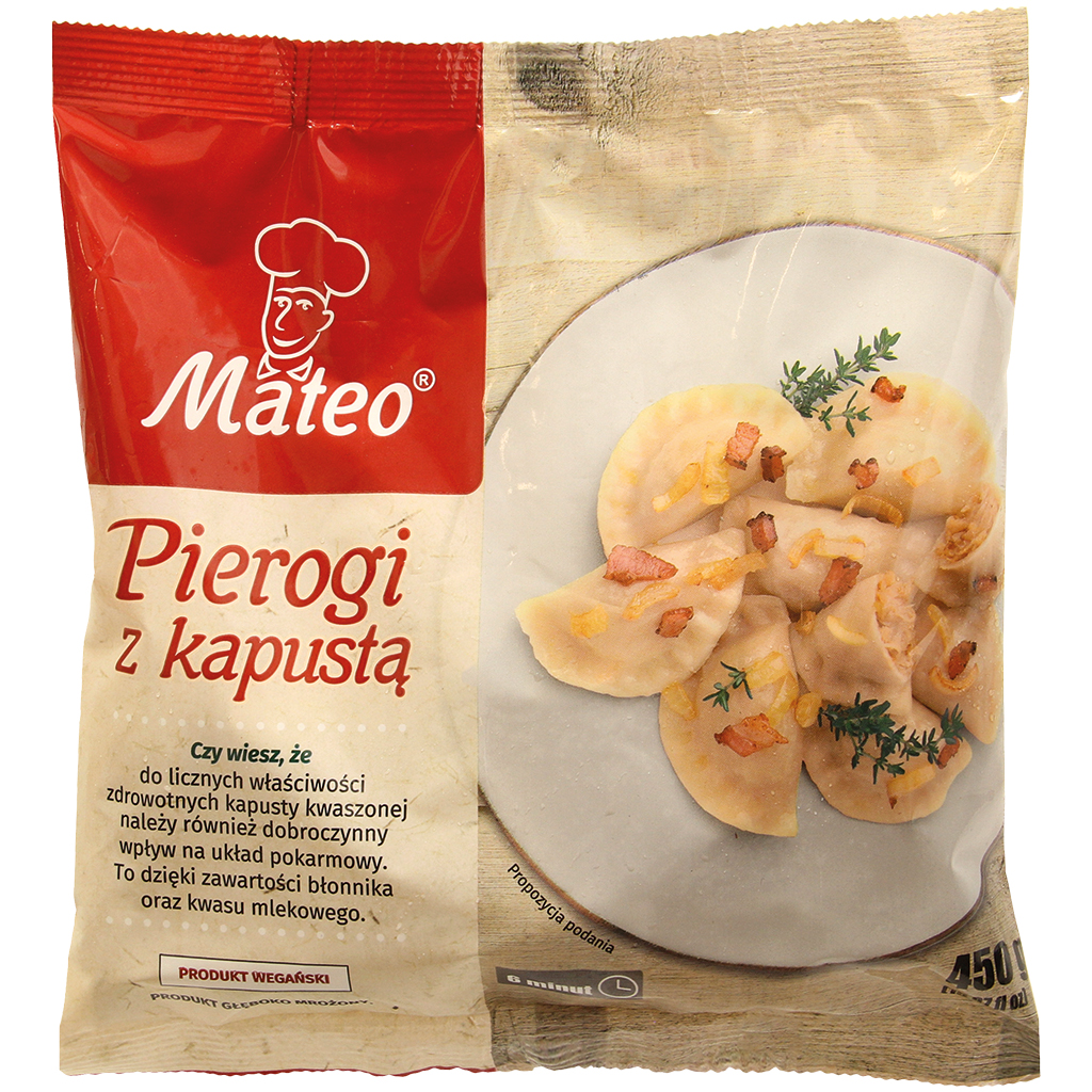 Teigtaschen Mateo mit gesäuertem Weißkraut und frischem Weißkraut, 450G