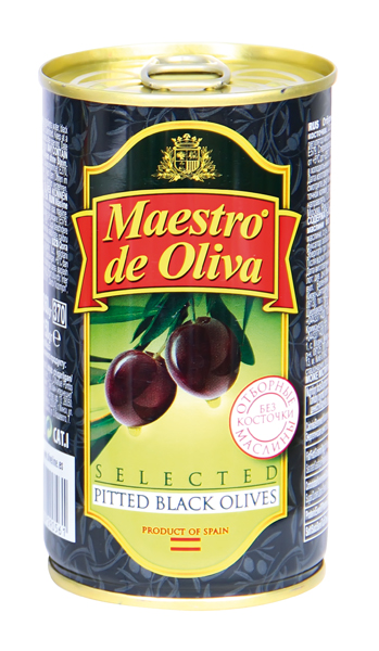 Maestro de OLIVA - Черные оливки без косточек, 360 г